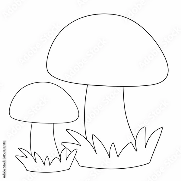 Obraz Mushrooms coloring page simple and minimal line art illustration on white background