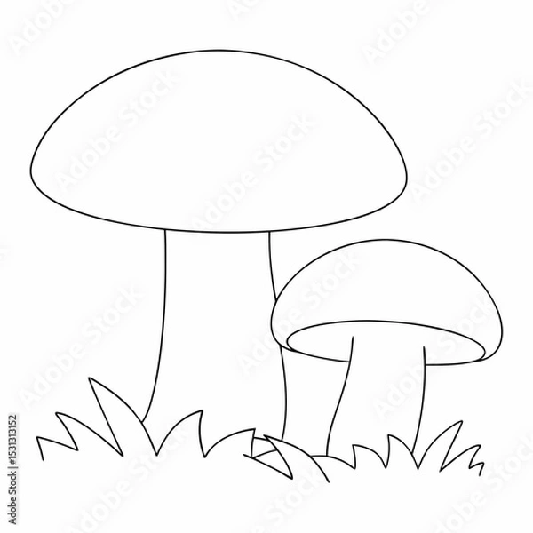 Obraz Mushrooms coloring page simple and minimal line art illustration on white background