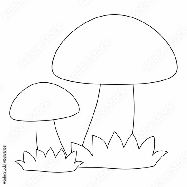 Obraz Mushrooms coloring page simple and minimal line art illustration on white background