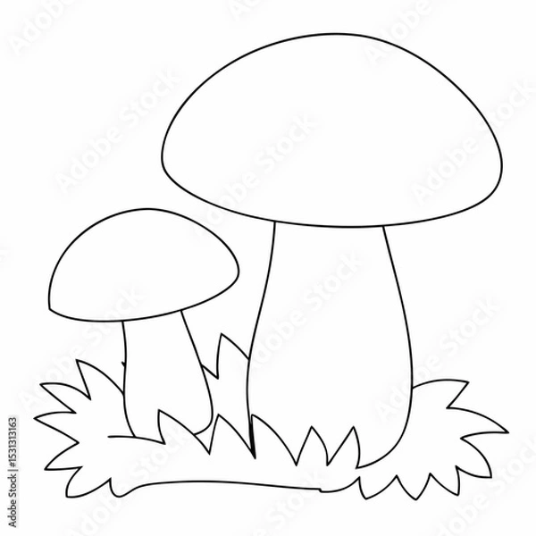 Obraz Mushrooms coloring page simple and minimal line art illustration on white background