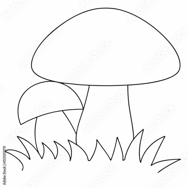 Obraz Mushrooms coloring page simple and minimal line art illustration on white background