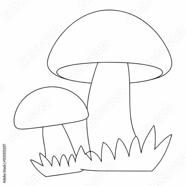Obraz Mushrooms coloring page simple and minimal line art illustration on white background