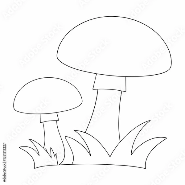 Obraz Mushrooms coloring page simple and minimal line art illustration on white background