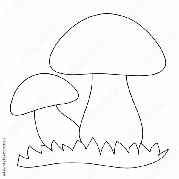 Obraz Mushrooms coloring page simple and minimal line art illustration on white background