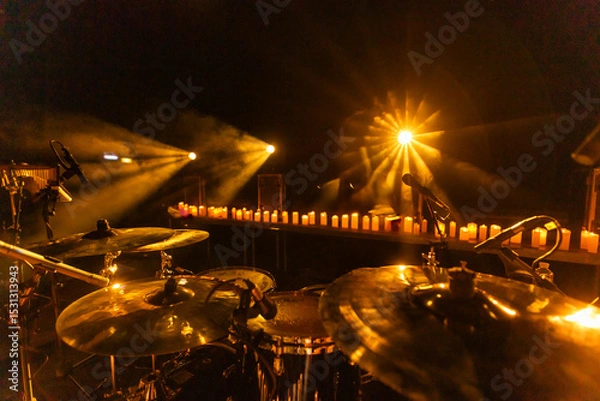Obraz Drum Set on Stage with Candles
