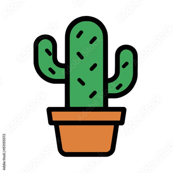 Obraz Bold Line Cactus Icon Flat Design Vector Illustration