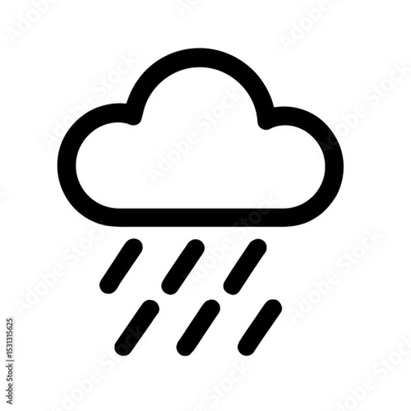 Obraz Bold Line Rain Cloud Icon Flat Design Weather Symbol