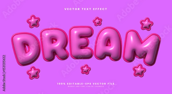 Fototapeta Cute Dream Star inflated Style 3D editable text effect Template