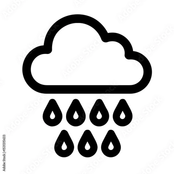 Obraz Bold Line Rain Cloud Icon Flat Design Vector Illustration