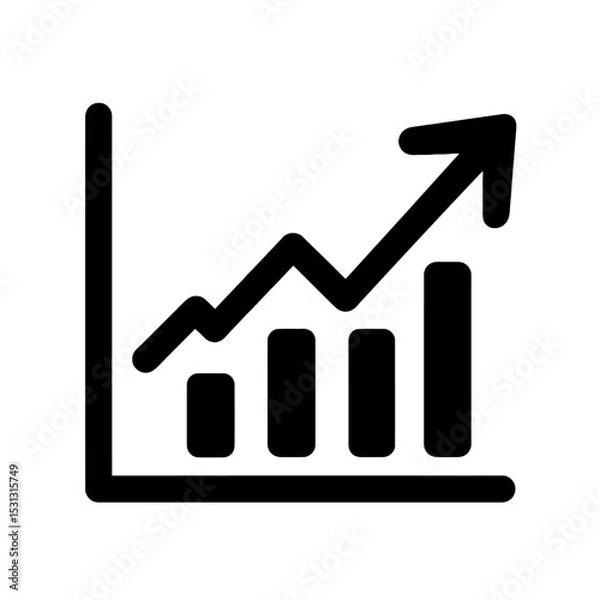 Obraz Upward Trend Graph Bold Line Icon for Growth, Progress, and Success