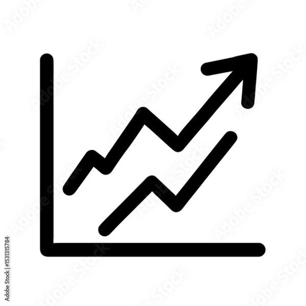 Obraz Bold Line Upward Trending Graph Icon Growth, Progress, Success