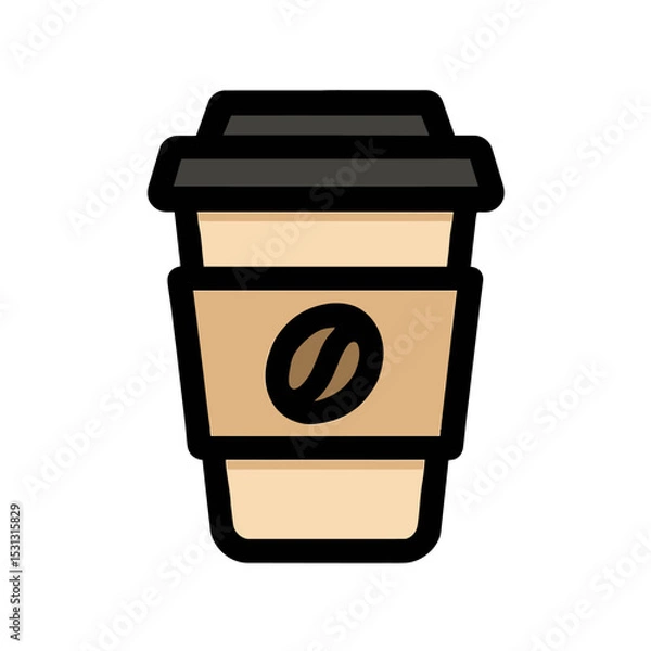 Obraz Bold Line Coffee Cup Icon Flat Design Illustration