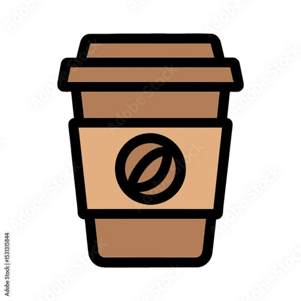 Obraz Bold Line Coffee Cup Icon Take Away Coffee, Espresso, Cafe, Beverage