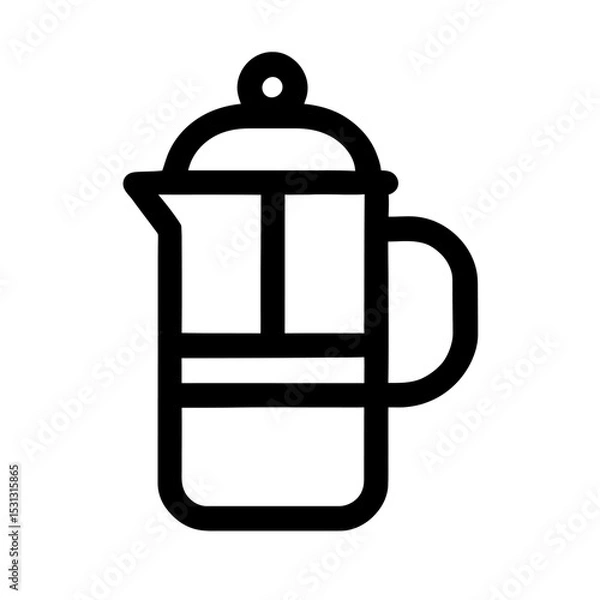 Obraz Bold Line French Press Coffee Maker Icon Flat Design Vector Illustration