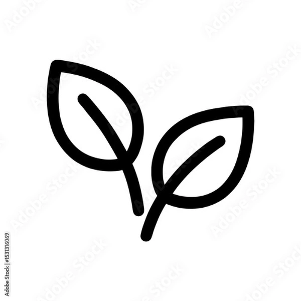 Obraz Bold Line Minimalist Leaf Icon  Vector Illustration for Nature, Eco, and Organic Designs