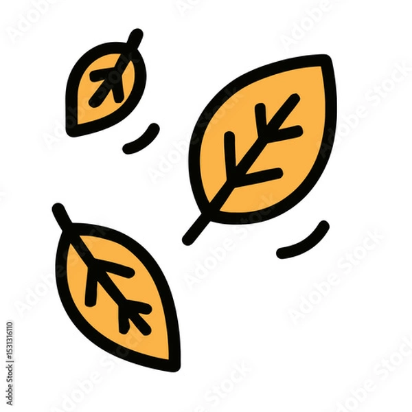 Obraz Falling Autumn Leaves Bold Line Flat Icon Illustration