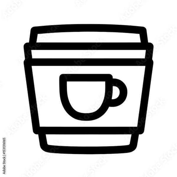 Obraz Bold Line Icon Disposable Coffee Cup, Take Away Beverage Container