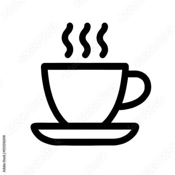 Obraz Hot Coffee Cup Icon Bold Line, Flat Design Illustration