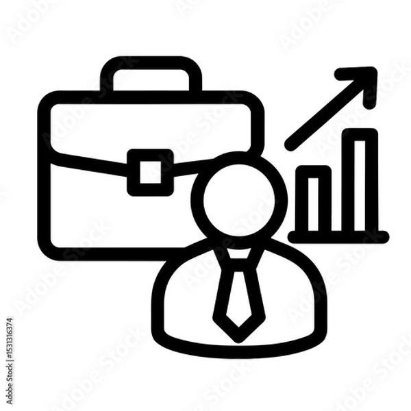 Obraz Business Growth Icon Flat Icon Design, Bold Line Style