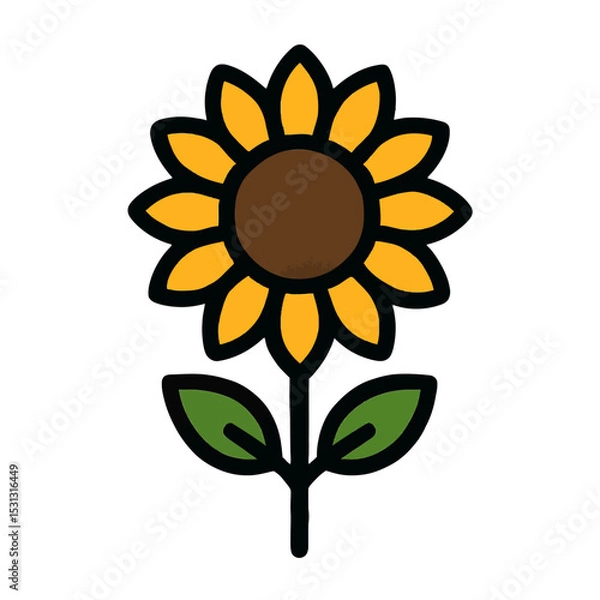 Obraz Bold Line Sunflower Icon Flat Design Vector Illustration