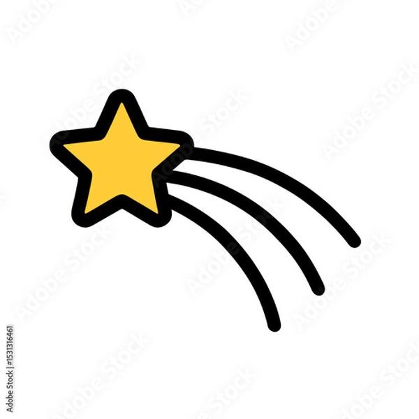 Obraz Shooting Star Icon Bold Line, Flat Design, Yellow Star
