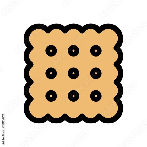 Obraz Bold Line Biscuit Icon Square Cracker Vector Illustration