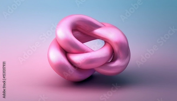 Fototapeta a glossy pink 3d knot floats on a soft gradient backdrop perfect for modern designs