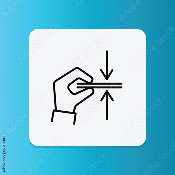 Fototapeta  Fingers measuring thickness, representing foam depth, firmness, or structural support of the mattress.