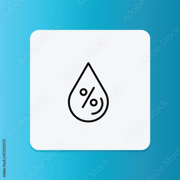 Fototapeta Water drop with percentage symbol, indicating moisture control or humidity balance.
