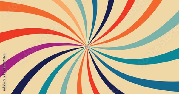 Fototapeta Abstract retro background with multicolored radial stripes