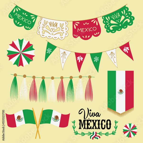 Obraz Recursos Bandera y adorno de fiesta México