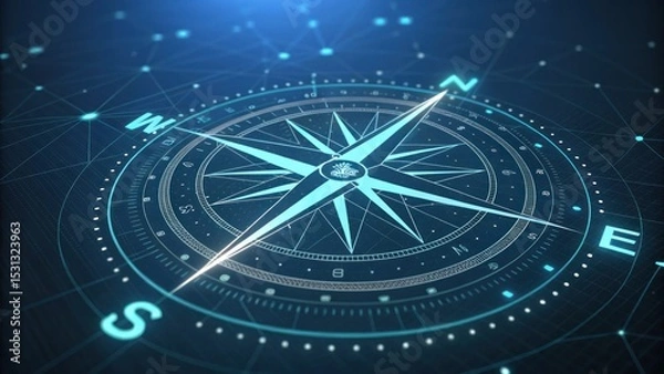Fototapeta Exploring the intricacies of navigation digital compass design technology graphic modern environment aerial viewpoint