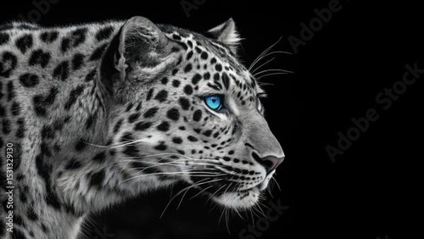Fototapeta Majestic leopard staring intently wildlife photography studio setting close-up view animal behavior exploration
