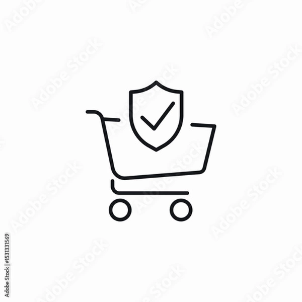 Obraz secured shopping icon sign vector