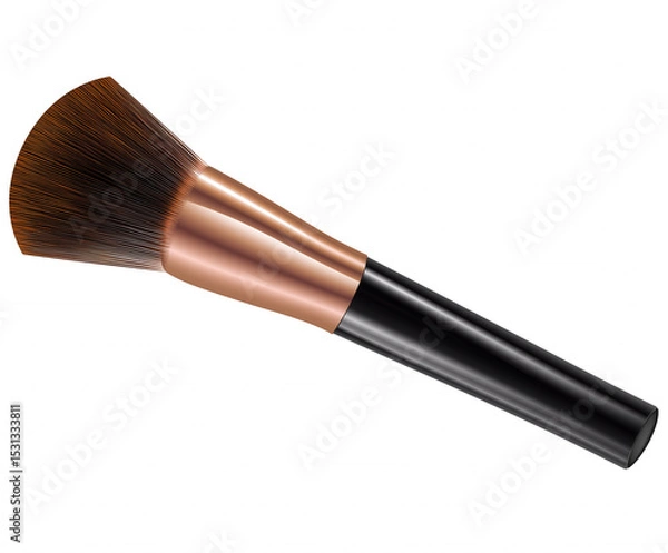 Fototapeta Single makeup brush with black handle, copper ferrule, and natural bristles isolated on transparent background