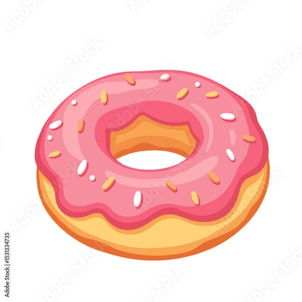 Fototapeta Colorful donut with pink glaze vector on transparent background, perfect for dessert designs, food blogs, menus, and culinary presentations