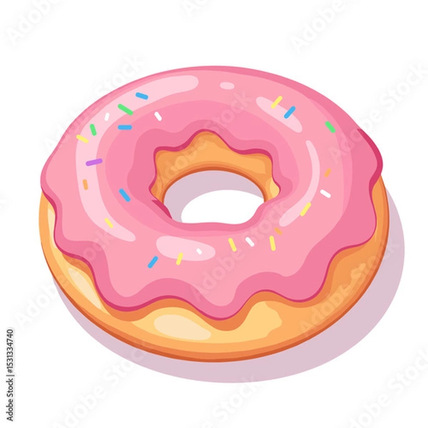 Obraz Pink glazed donut vector, isolated on transparent background, perfect for desserts, culinary projects