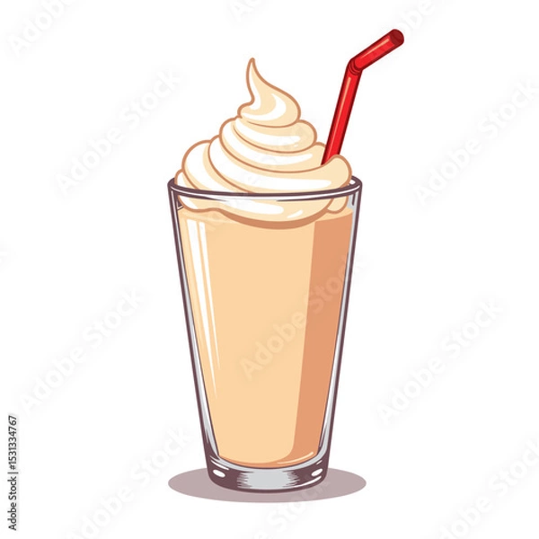 Obraz Delicious milkshake vector, creamy and refreshing on transparent background, perfect for dessert menus, food blogs, and culinary presentations