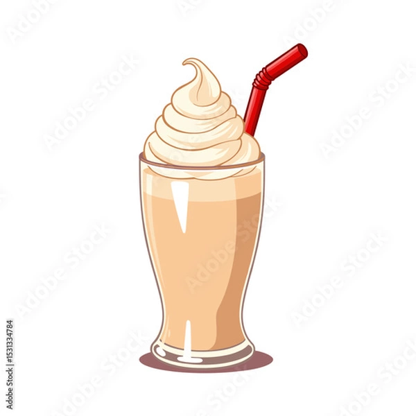 Obraz Milkshake vector, creamy swirl in glass on transparent background, ideal for food enthusiasts