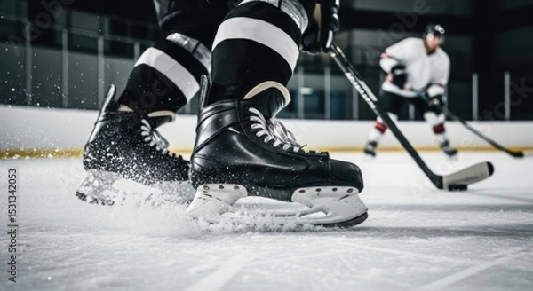 Obraz Hockey Player's Speed Creates Frozen Spray on Icy Rink