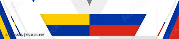 Fototapeta creative abstract European Union and Russia flag colors background design. diagonal EU style colors
