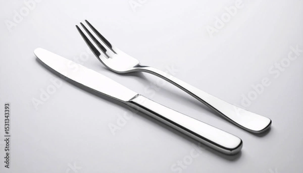 Obraz Polished Silver Fork and Knife
