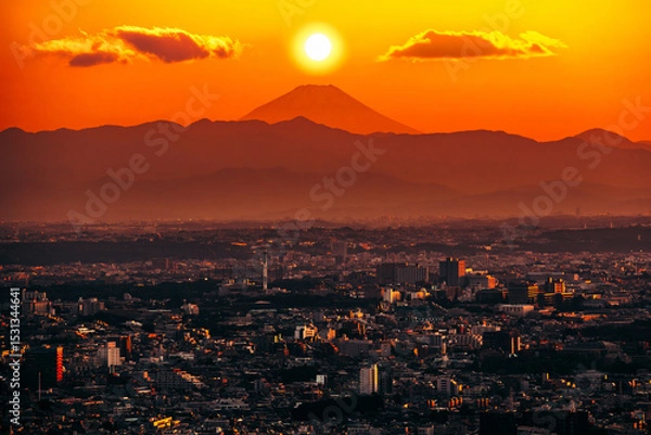 Fototapeta Sunset in the heart of Tokyo
