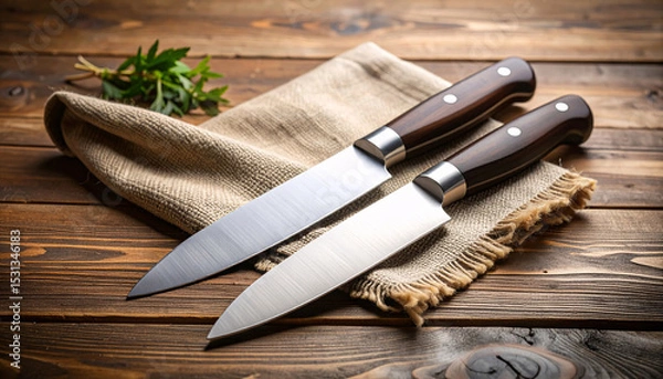 Obraz Professional Chef Knives on Wood