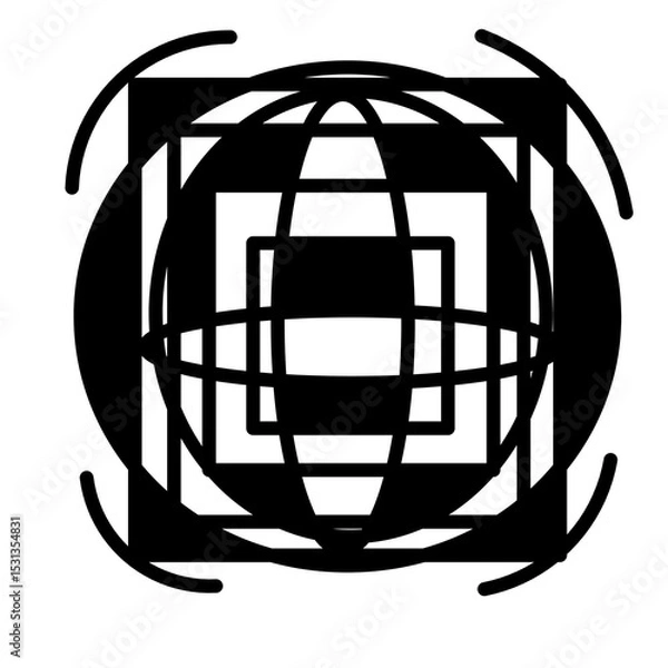 Obraz globe with black lines on white background