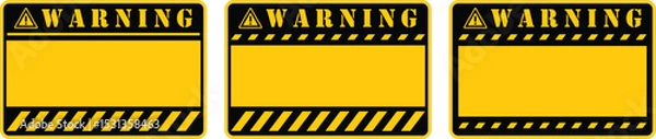 Fototapeta Yellow warning caution sign. Warning caution sign text space area message box sticker. Blank warning sign. Caution sign text space area message box sticker label object signs