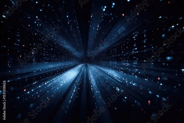 Obraz Dark tunnel, glowing particles, radial blur