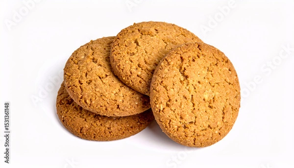 Obraz Crispy Oatmeal Biscuits on White