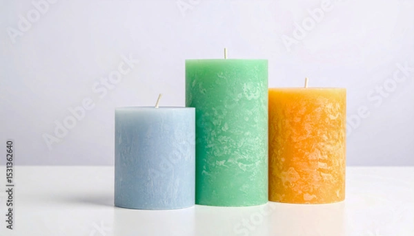 Obraz Set of Three Pastel Pillar Candles