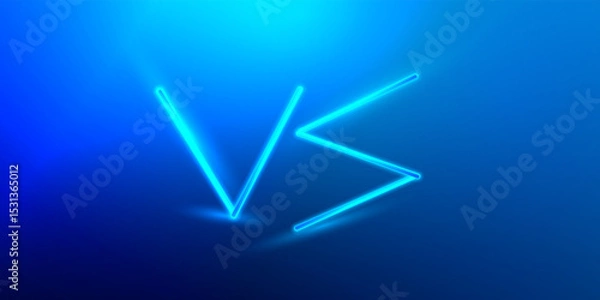 Fototapeta blue tournament versus banner background for dual clash, vector vs neon glow symbol, battle vs match, game concept